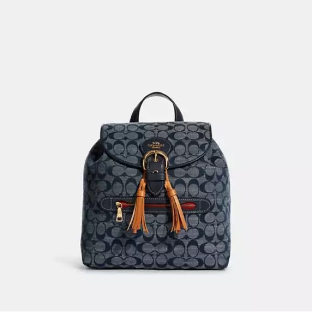 Coach Blue Denim Chambray Signature Backpack
